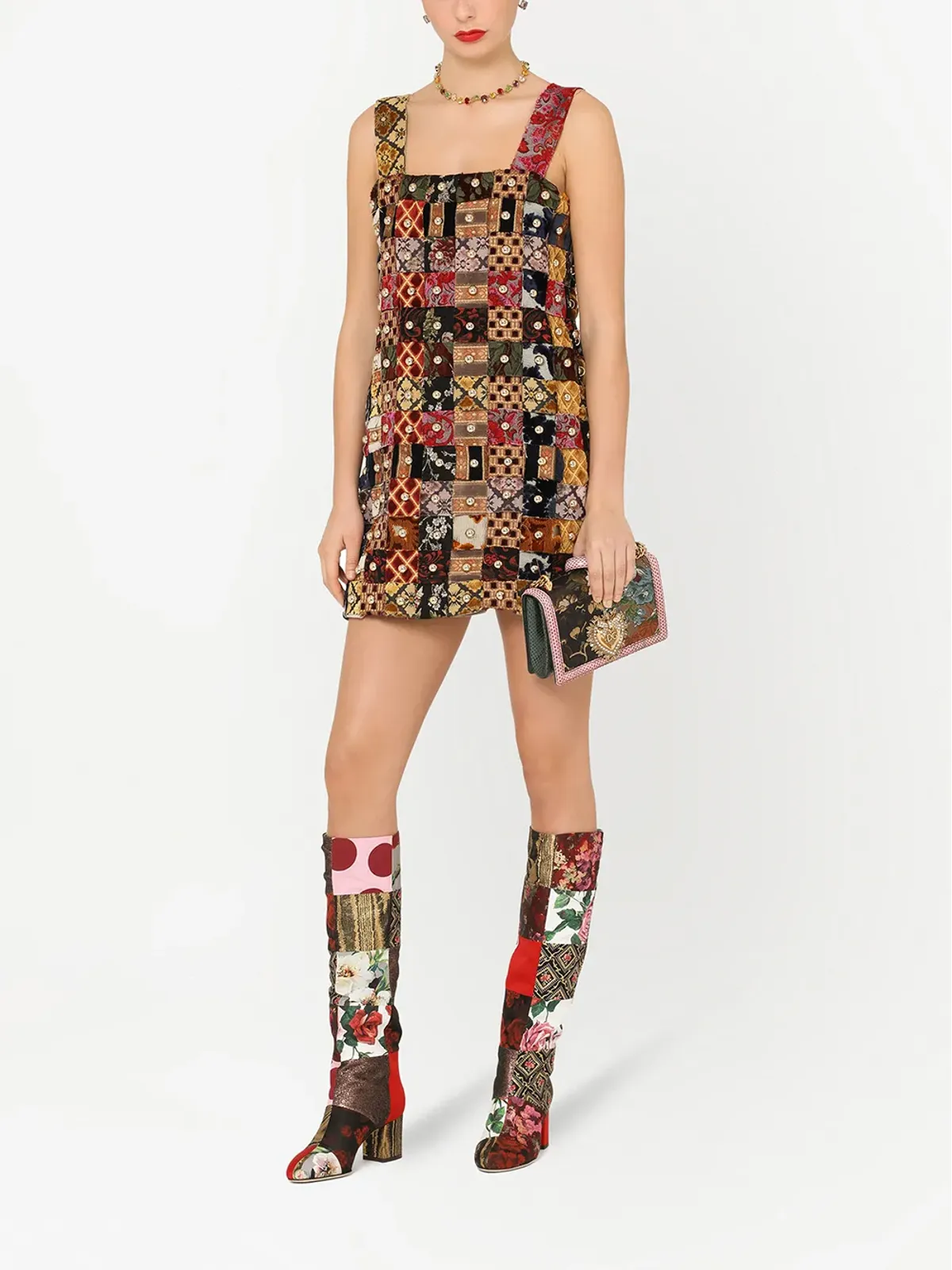 Dolce & Gabbana パッチワークジャカード ミニドレス - 画像2