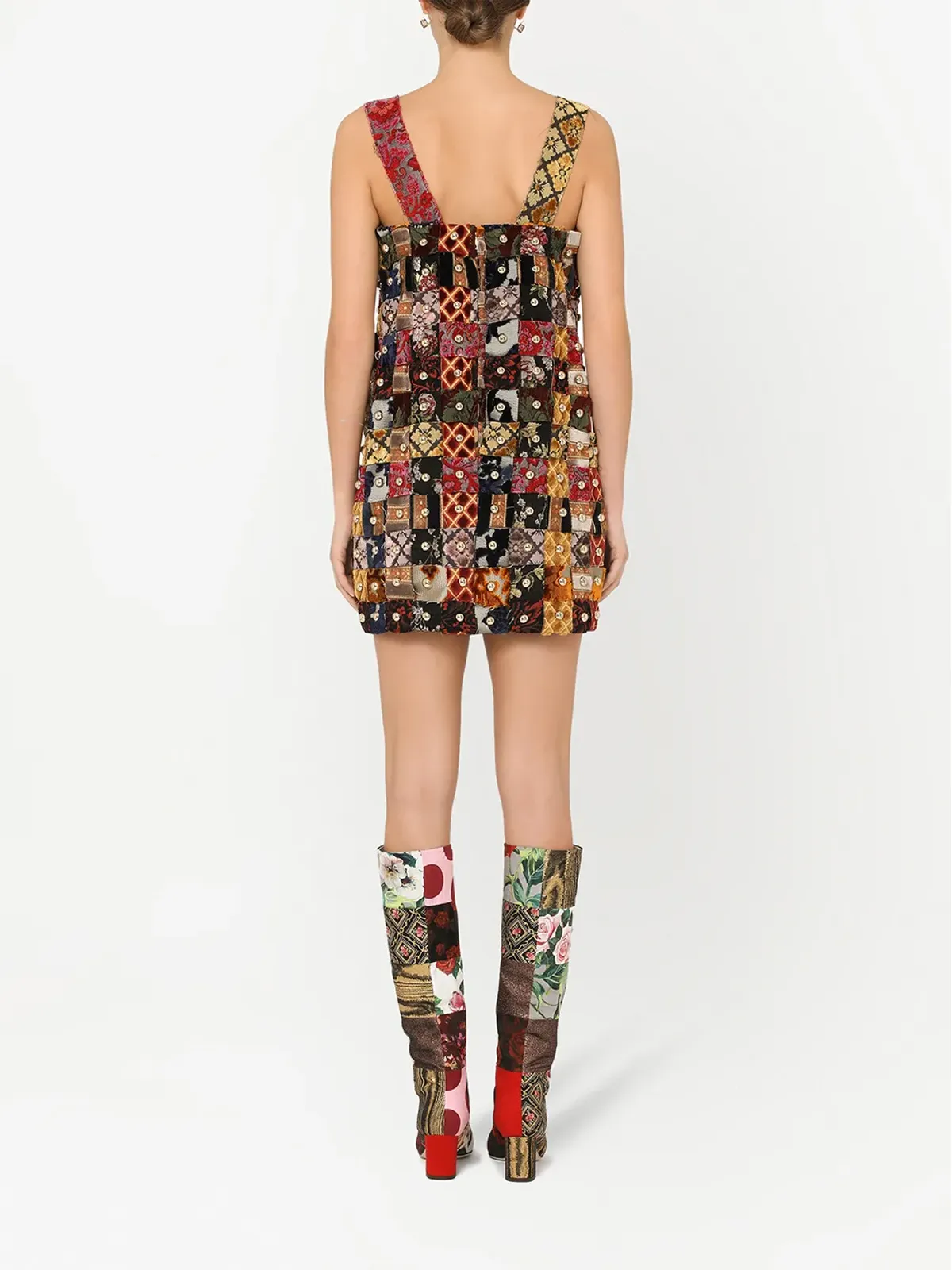 Dolce & Gabbana パッチワークジャカード ミニドレス - 画像4