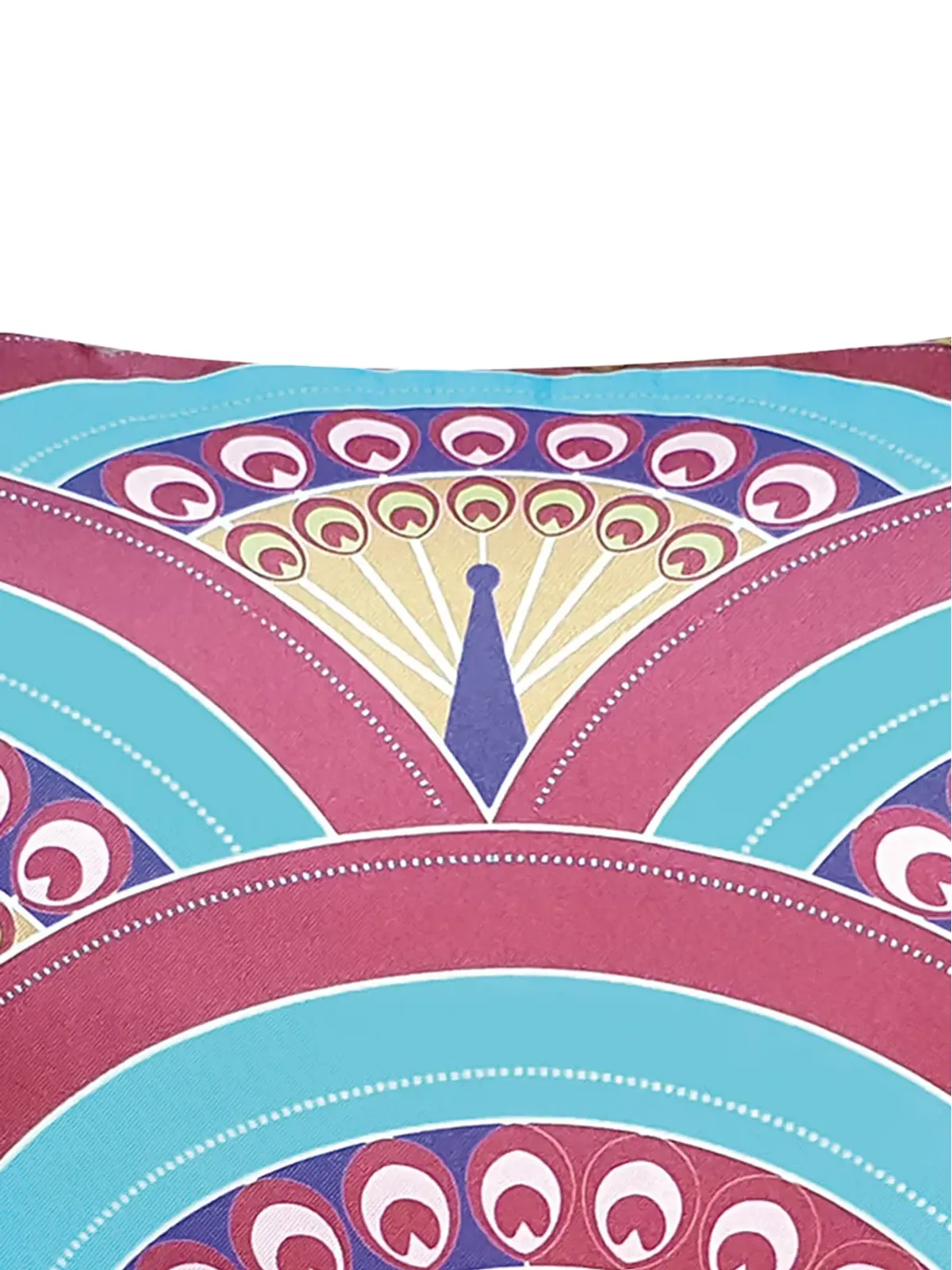 Les-Ottomans ピーコック柄シルク混紡クッション - 画像2