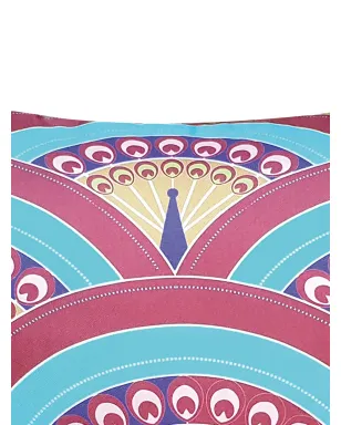 Les-Ottomans ピーコック柄シルク混紡クッション - サムネイル2
