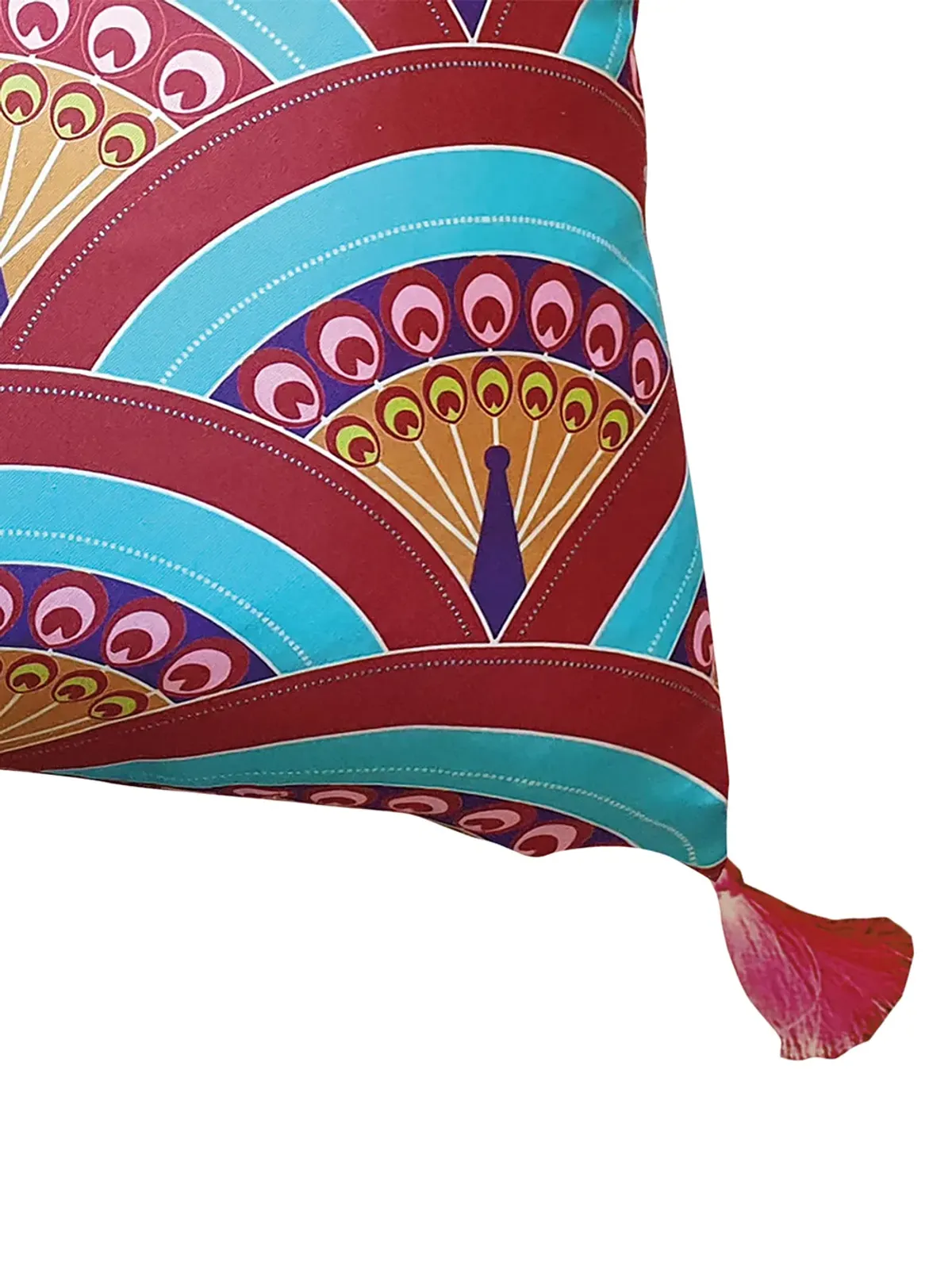 Les-Ottomans ピーコック柄シルク混紡クッション - 画像3