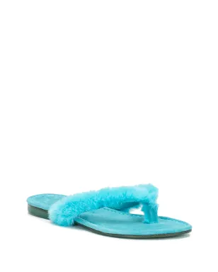 Madison.Maison Ivanka アーティフィシャルファー トングサンダル ブルー - サムネイル2