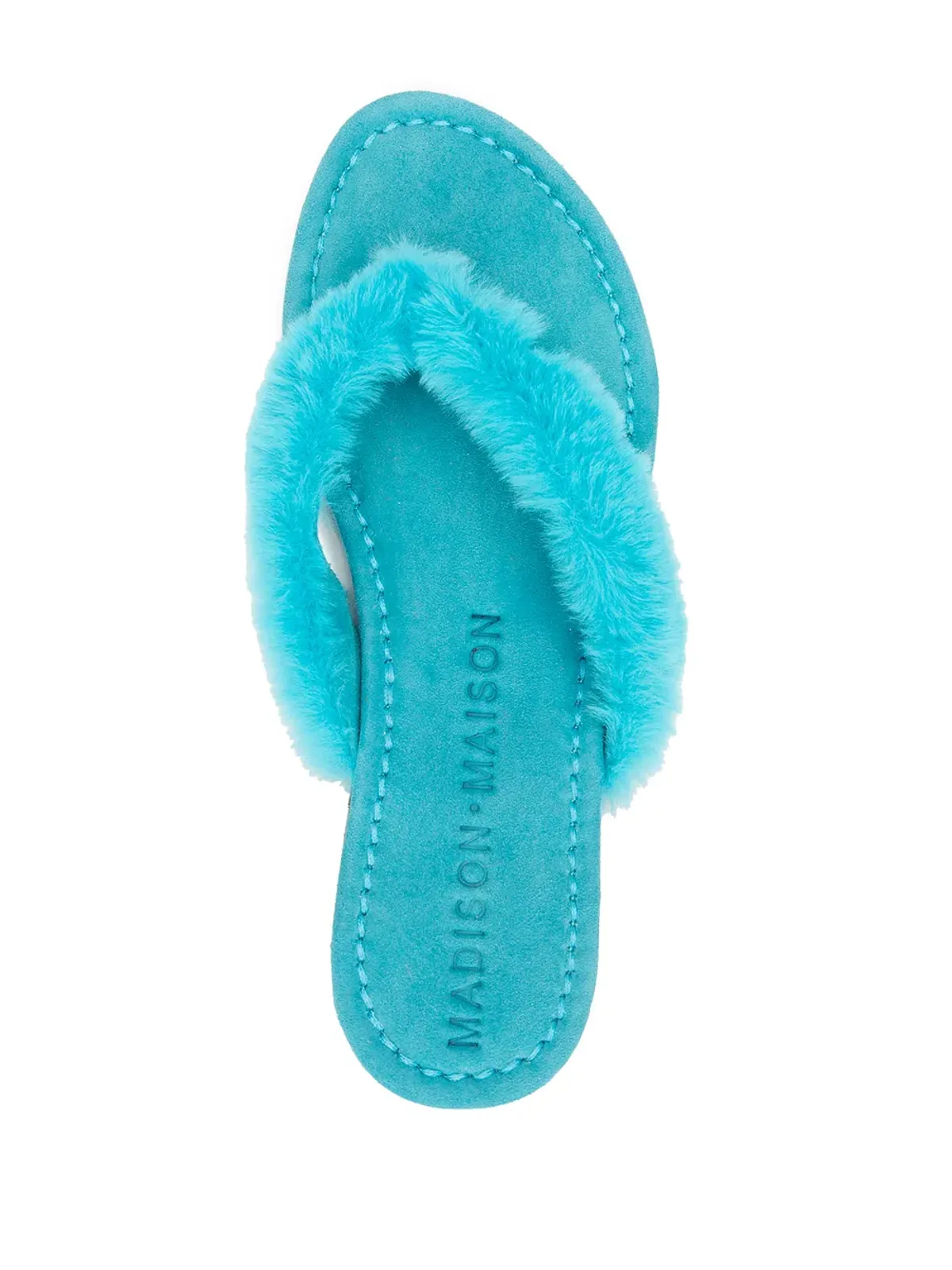 Madison.Maison Ivanka アーティフィシャルファー トングサンダル ブルー - 画像4