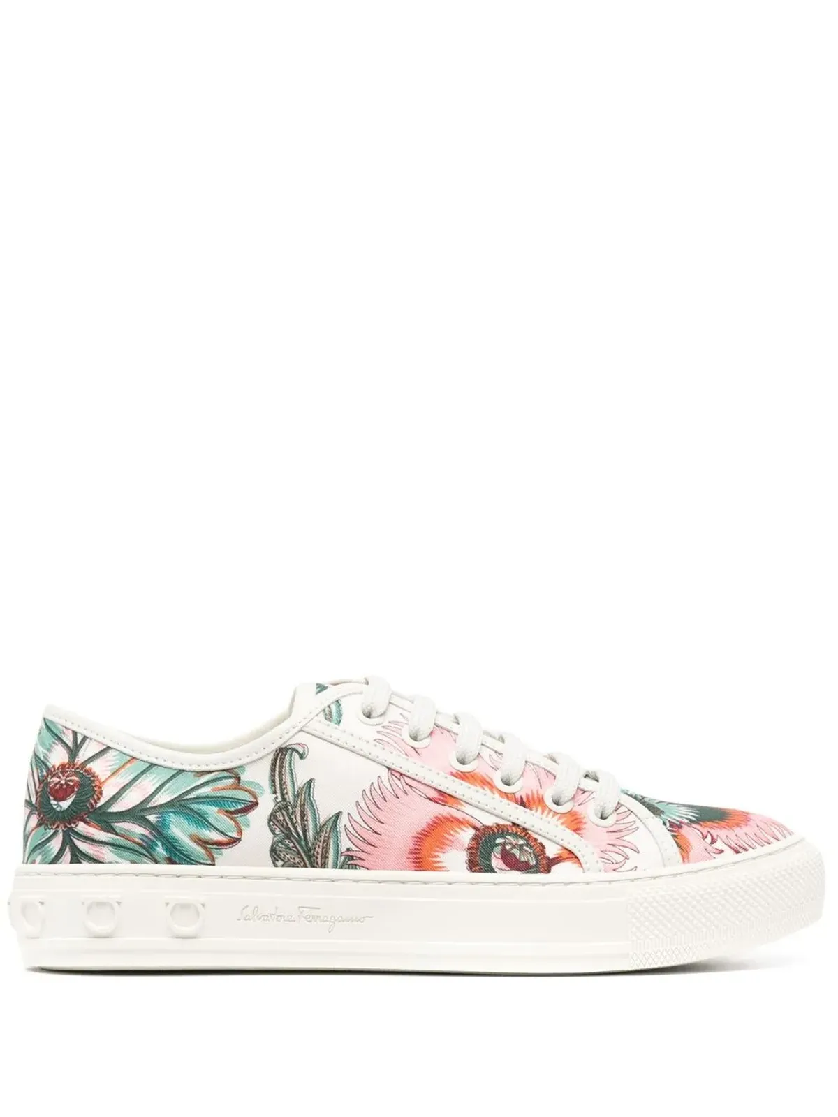 Ferragamo Papavero-print ローカットスニーカー - 画像1