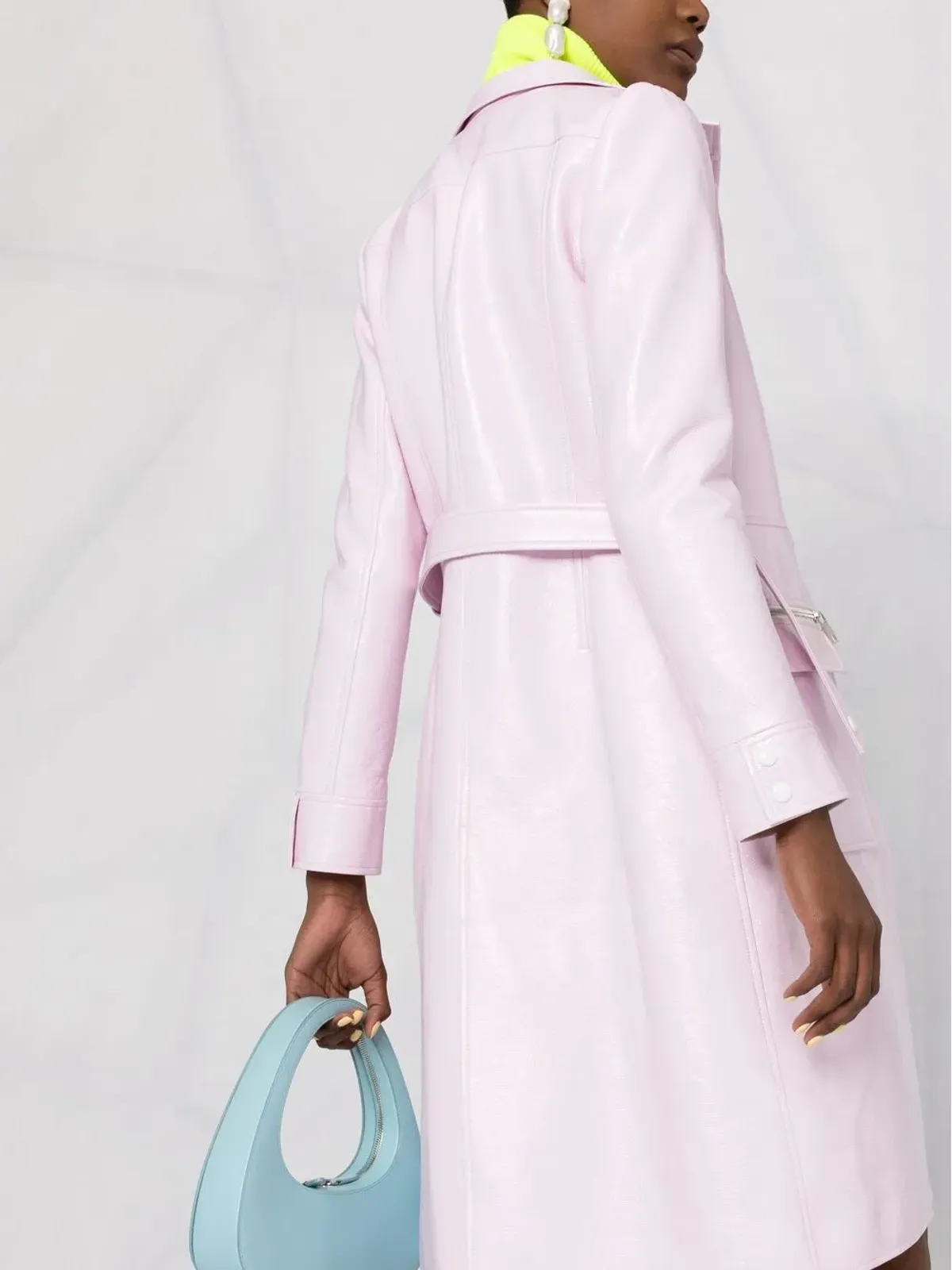 Courrèges ロゴアップリケ ヴィニール トレンチコート - Pink - 画像3
