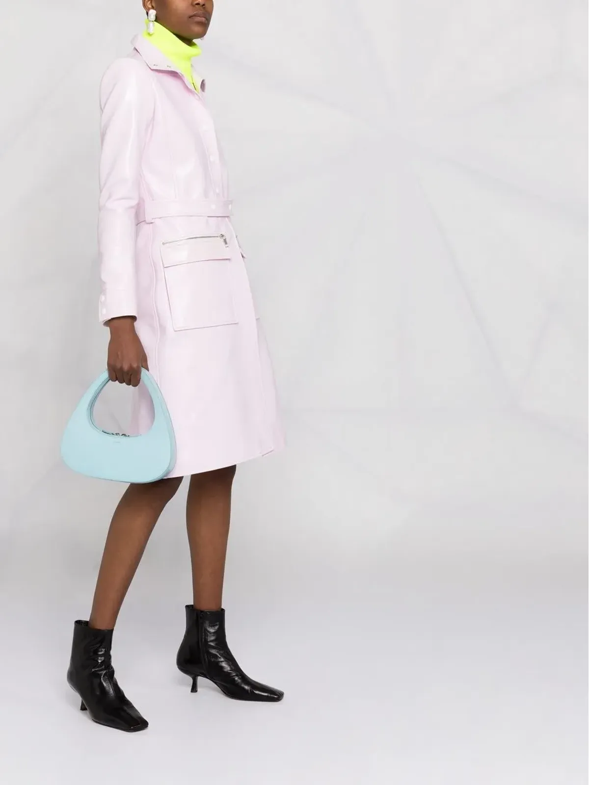 Courrèges ロゴアップリケ ヴィニール トレンチコート - Pink - 画像4