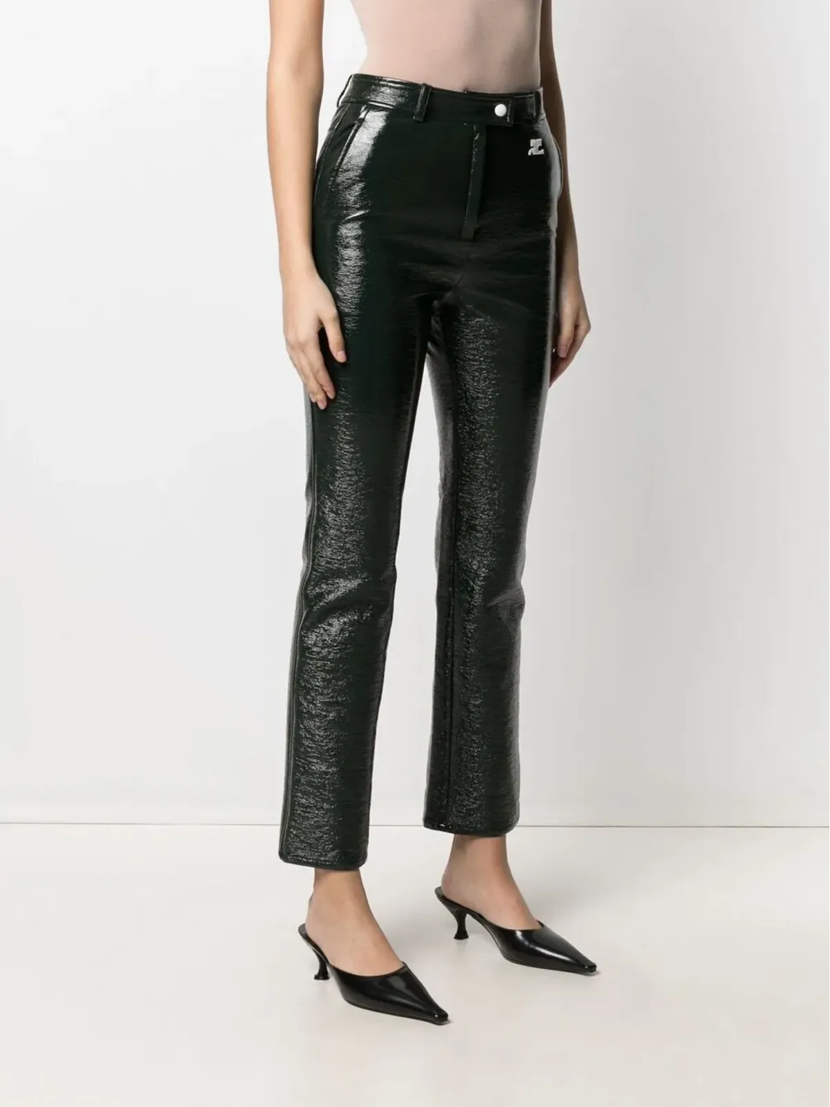 Courrèges スリムカット ヴィニールパンツ - 画像3