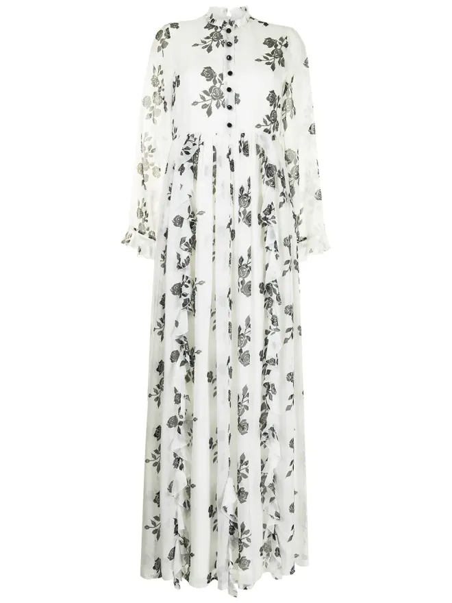 Macgraw Macgraw ローズ・フリル・トリム ロングドレス - Whiteの商品画像