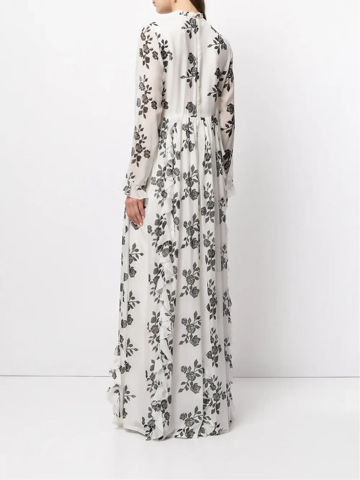 Macgraw ローズ・フリル・トリム ロングドレス - White - 画像4
