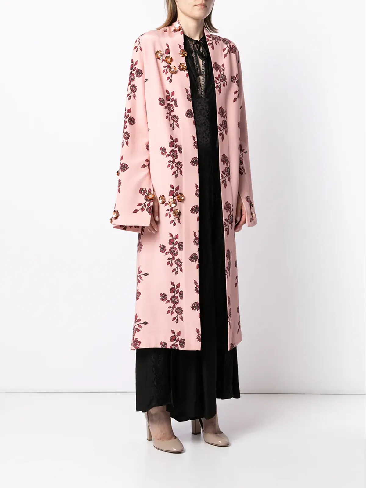 Macgraw St Peters 花柄プリント シルク ローブ（ピンク） - 画像3