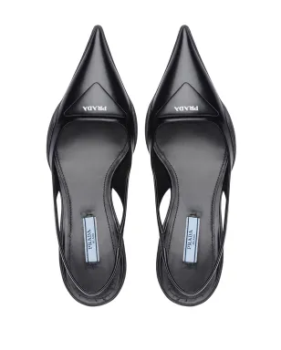Prada トライアングルパッチ・スリングバックパンプス - サムネイル4