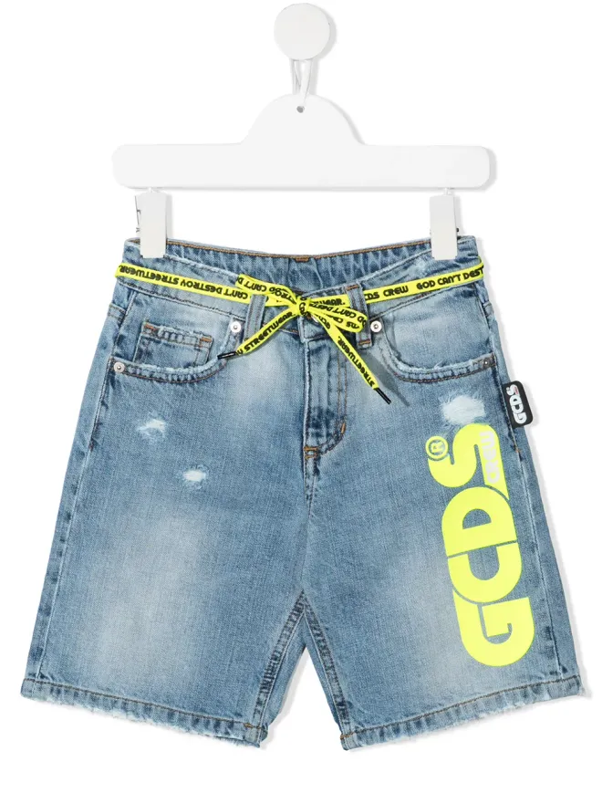 GCDS Kids Gcds Kids ロゴプリント デニムショーツの商品画像