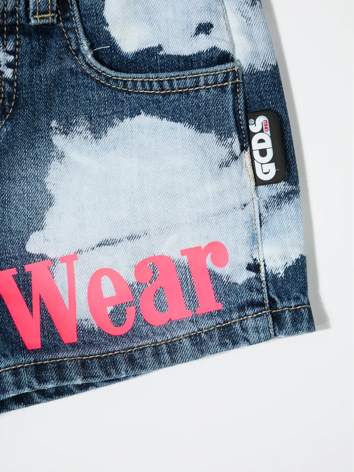 Gcds Kids painted denim shorts - Blue - 画像3