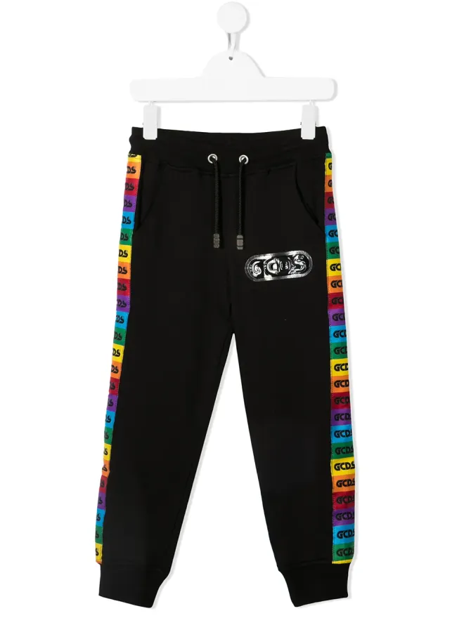 GCDS Kids Gcds Kids 虹色ロゴテープ付きトラックパンツ ブラックの商品画像