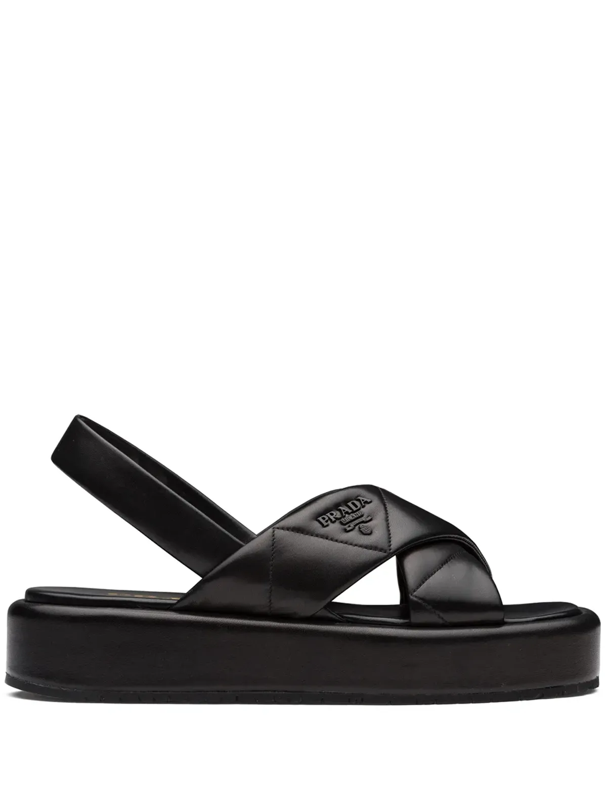 Prada キルテッドフラットサンダル - ブラック - 画像1