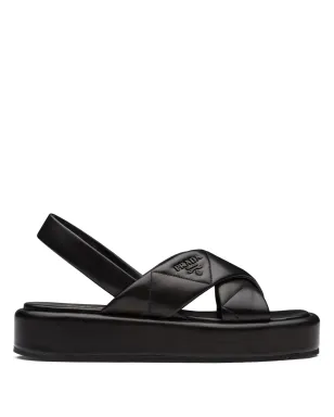 Prada キルテッドフラットサンダル - ブラック - サムネイル1