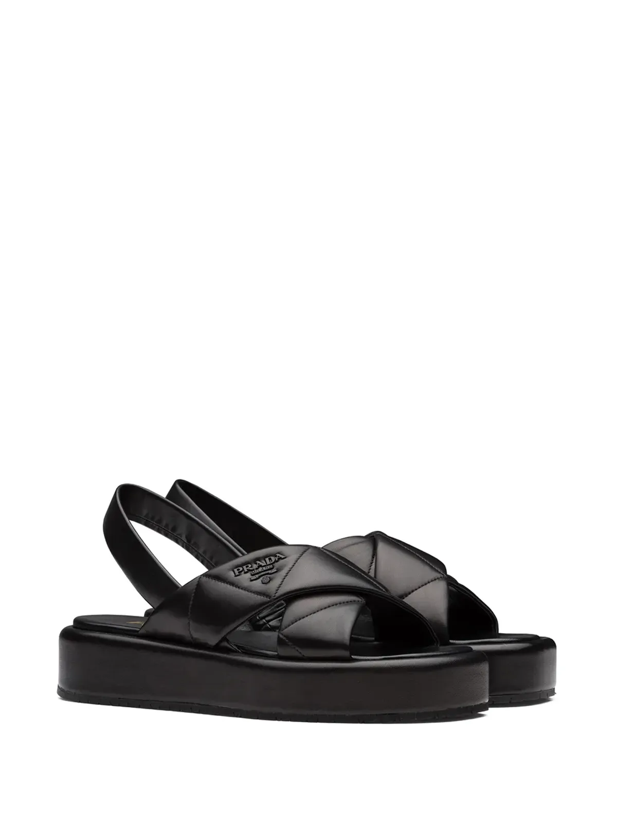 Prada キルテッドフラットサンダル - ブラック - 画像2