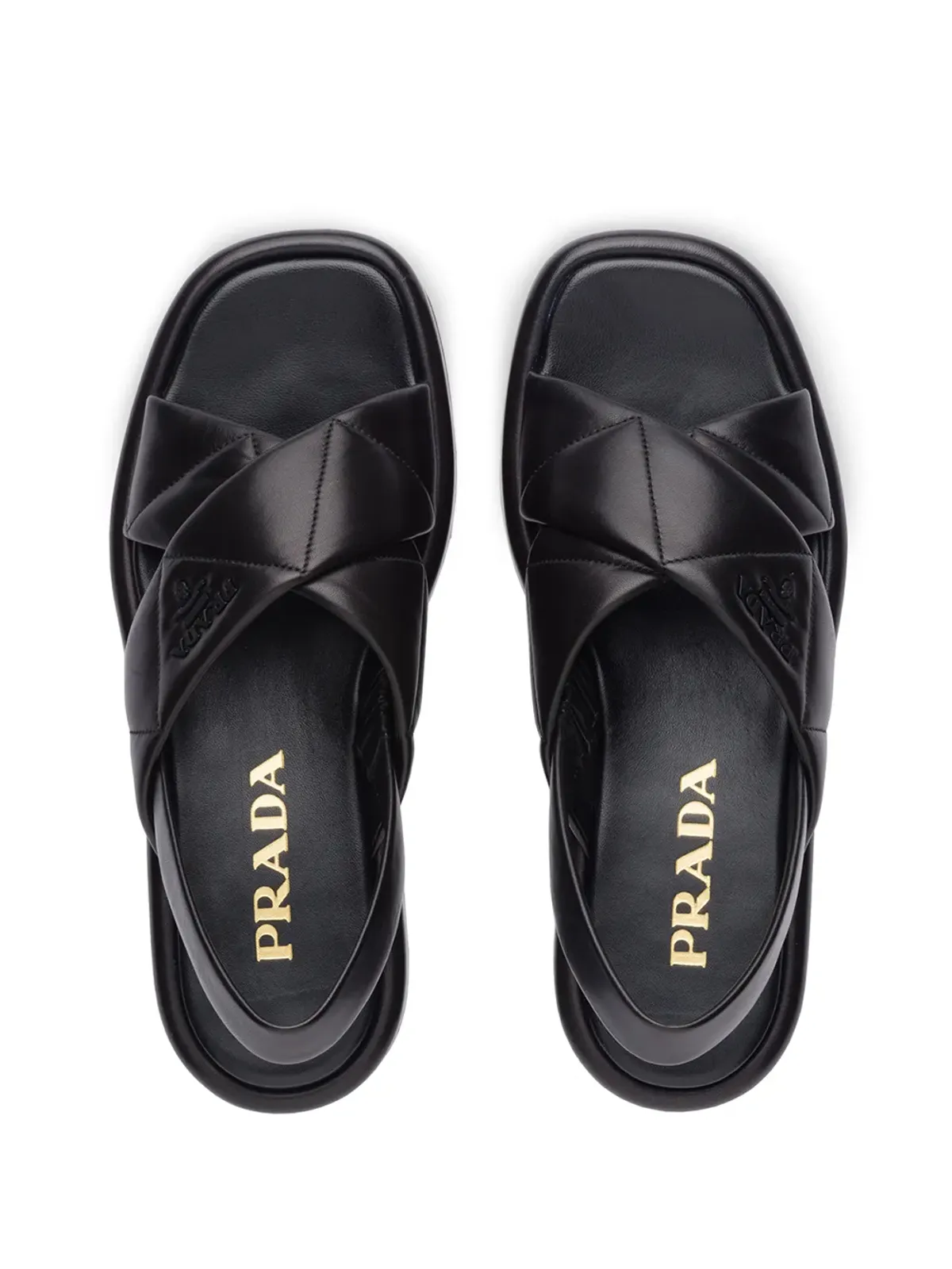 Prada キルテッドフラットサンダル - ブラック - 画像4