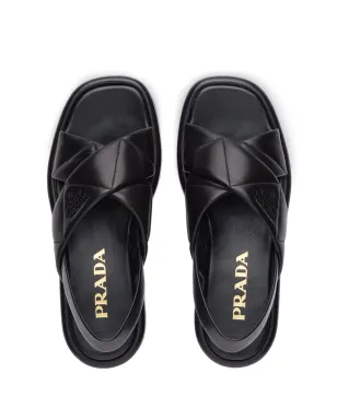 Prada キルテッドフラットサンダル - ブラック - サムネイル4
