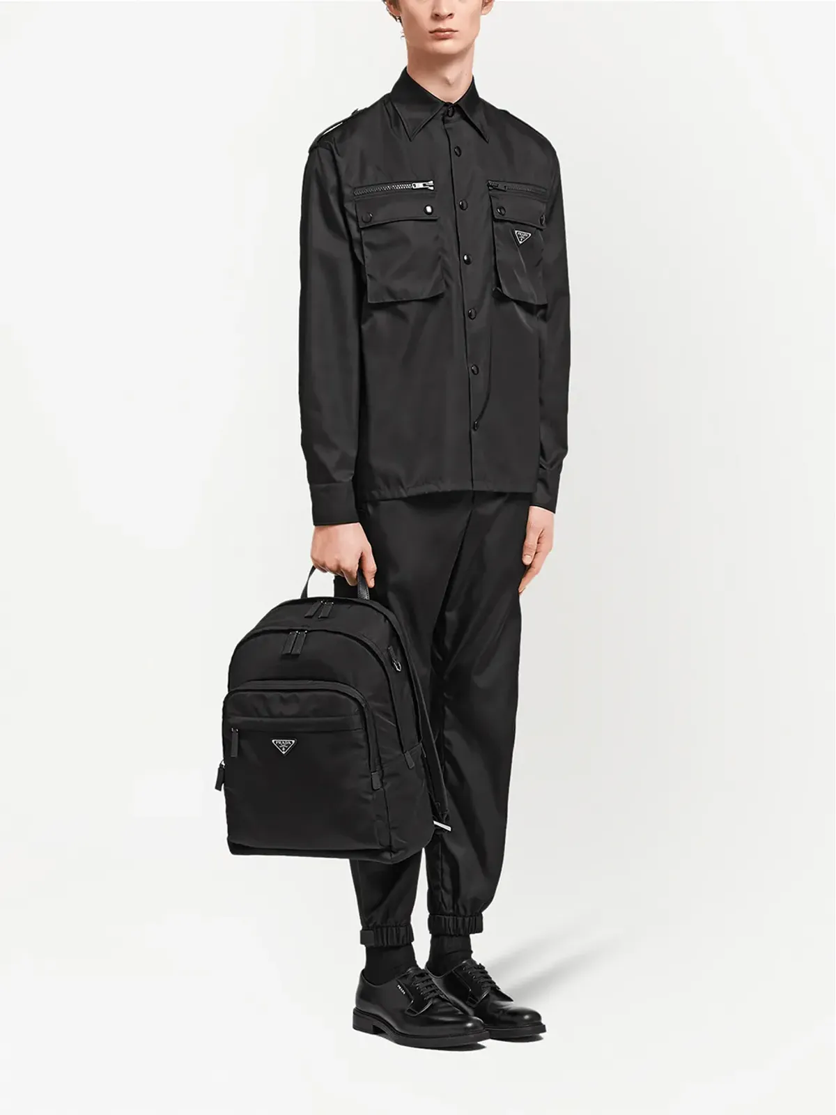 Prada Re-Nylon ロゴプレート バックパック - 画像2
