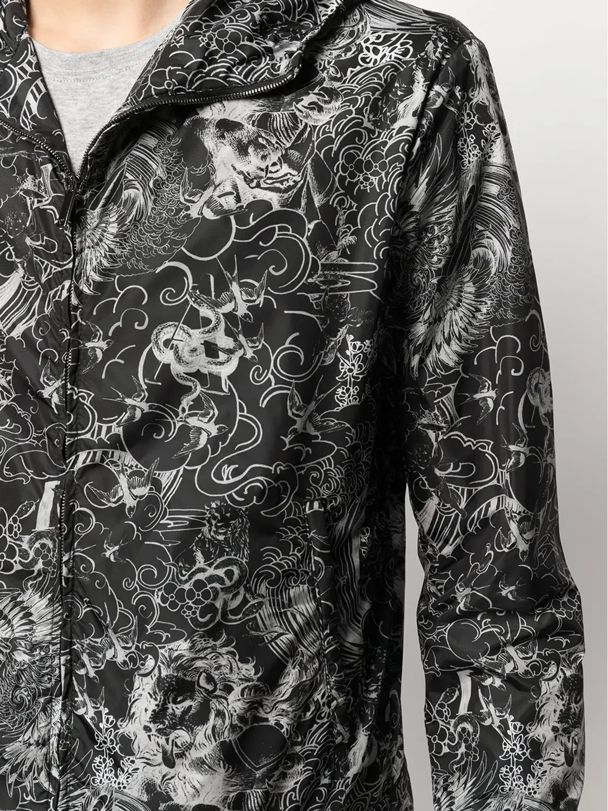 Emporio Armani アブストラクトプリント フーデッドジャケット - 画像5