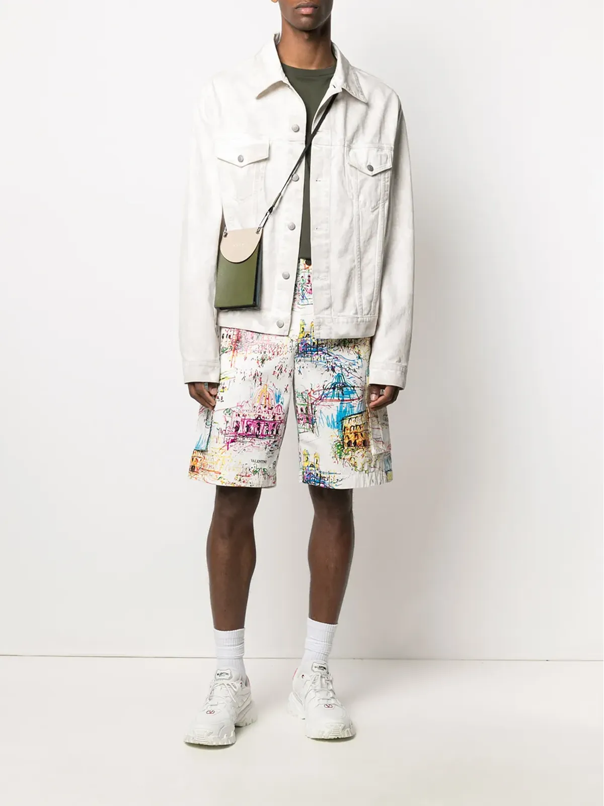 Valentino Garavani ローマスケッチプリント Bermudaショーツ - White - 画像2