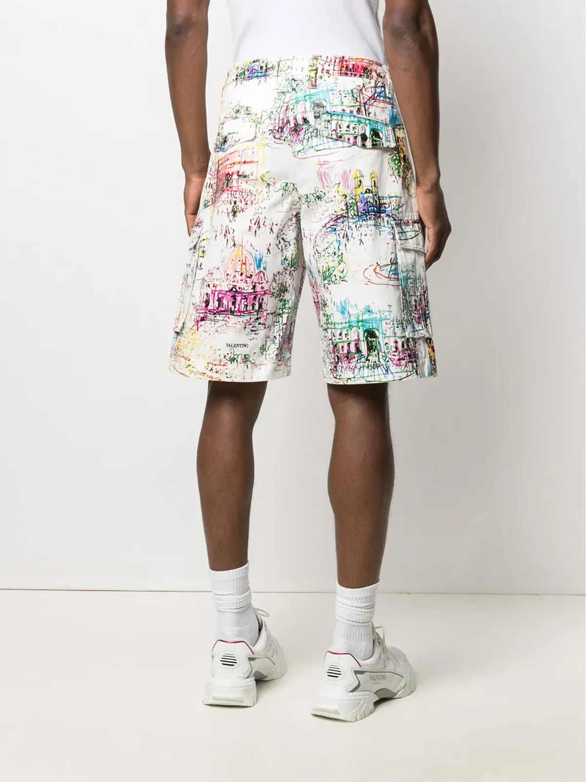 Valentino Garavani ローマスケッチプリント Bermudaショーツ - White - 画像4