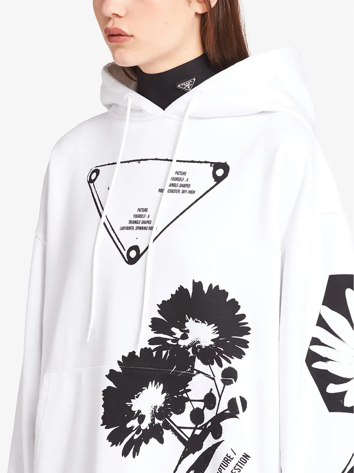 Prada グラフィックプリント ドローストリングフーディ - 画像5