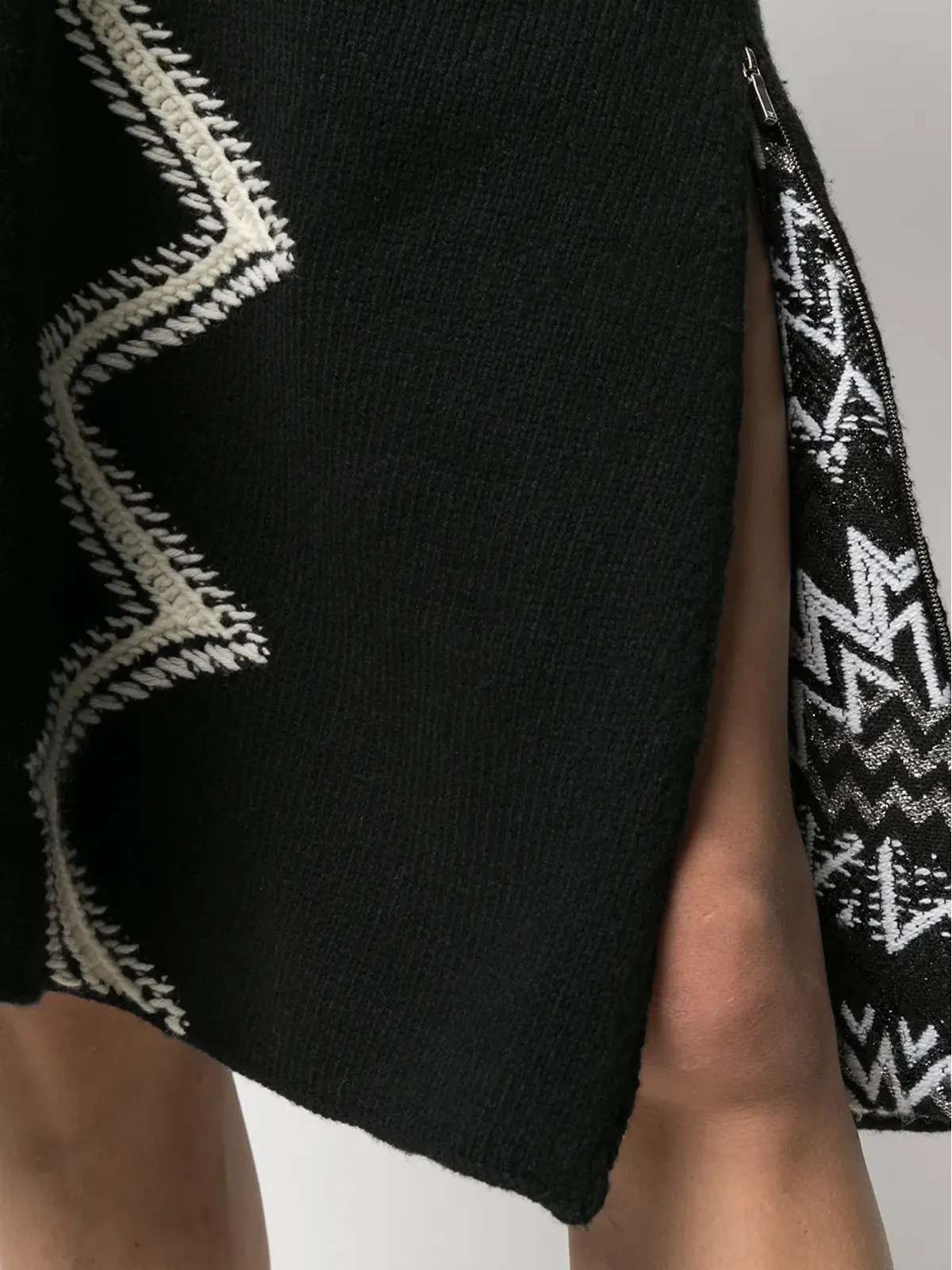 CHANEL Pre-Owned インターシャ編みAラインスカート - ブラック - 画像5
