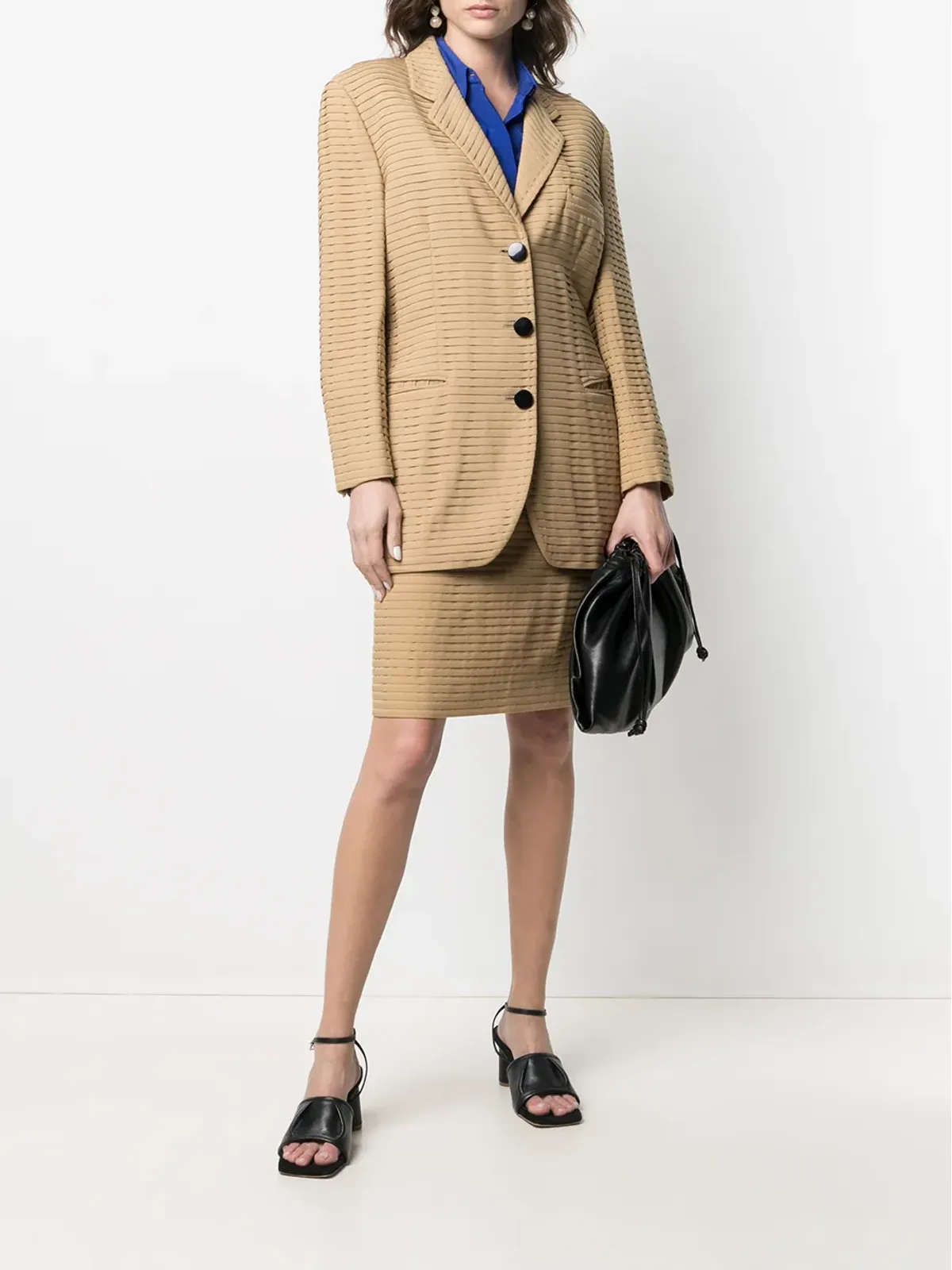 Giorgio Armani Pre-Owned 1990年代リブ編みスカートスーツ - 画像2