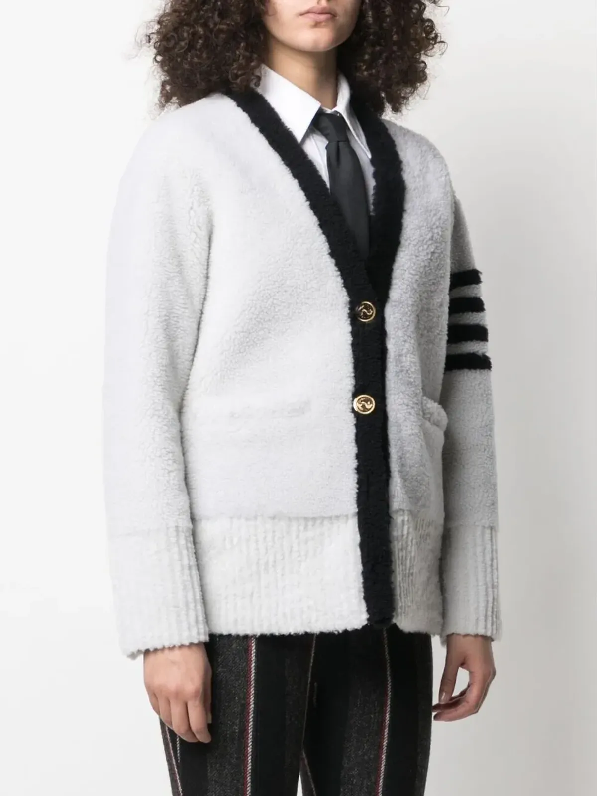 Thom Browne 4バー・ストライプ シアリング カーディガン - 画像3