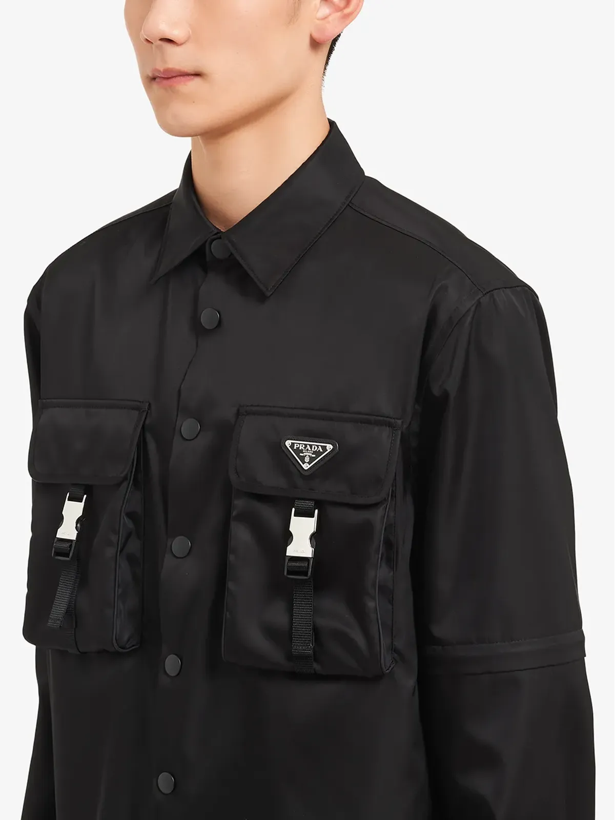 Prada レーニオン トライアングルロゴ シャツ - 画像5