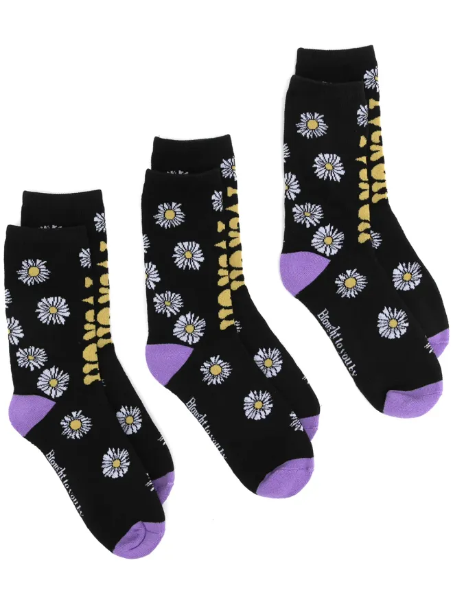 Natasha Zinko Natasha Zinko スローガン・フローラルニットソックスの商品画像