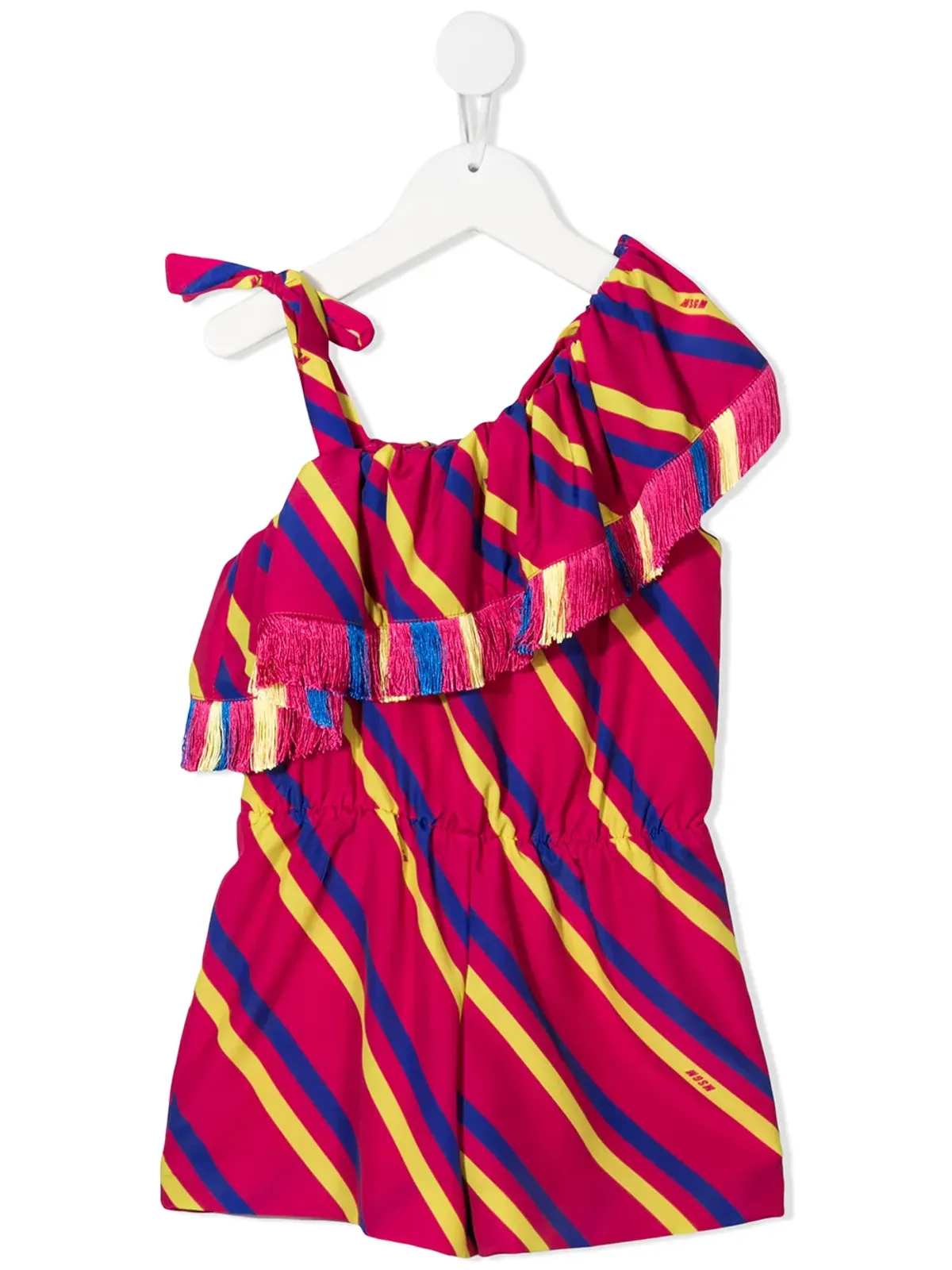 MSGM Kids ワンショルダー・ストライプドレス ピンク - 画像1