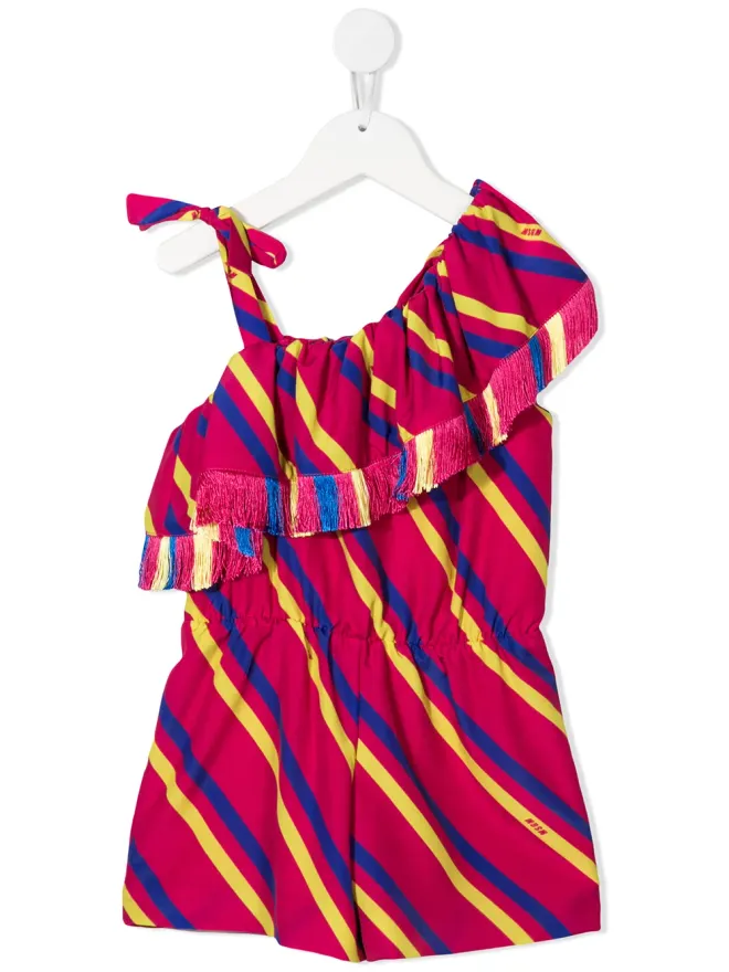 MSGM Kids MSGM Kids ワンショルダー・ストライプドレス ピンクの商品画像