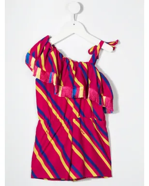 MSGM Kids ワンショルダー・ストライプドレス ピンク - サムネイル2