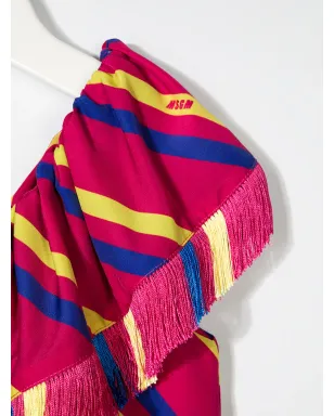 MSGM Kids ワンショルダー・ストライプドレス ピンク - サムネイル3
