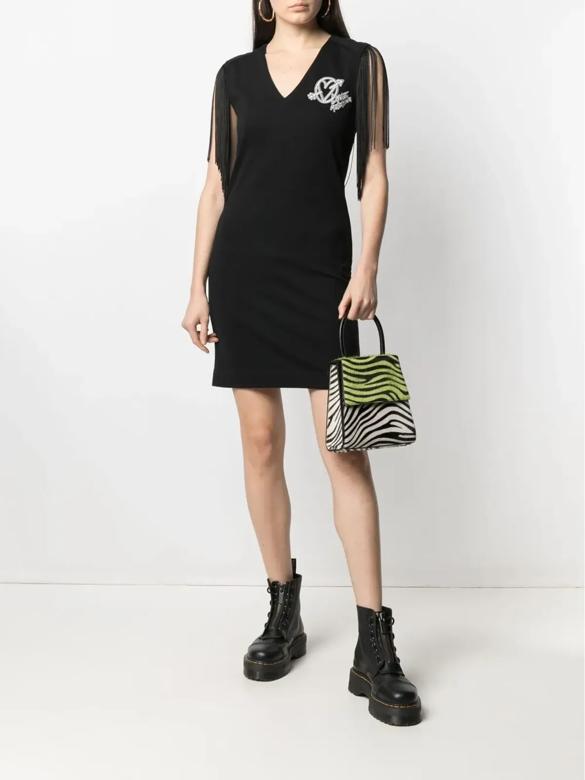 Love Moschino フリンジエッジ Vネック ドレス - 画像2