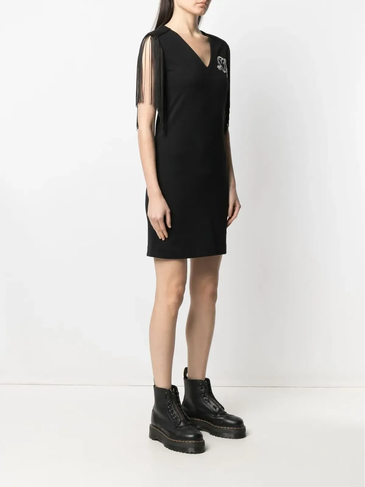 Love Moschino フリンジエッジ Vネック ドレス - 画像3