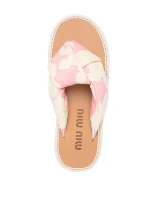 Miu Miu 花柄プリントのスリップオンサンダル - サムネイル4