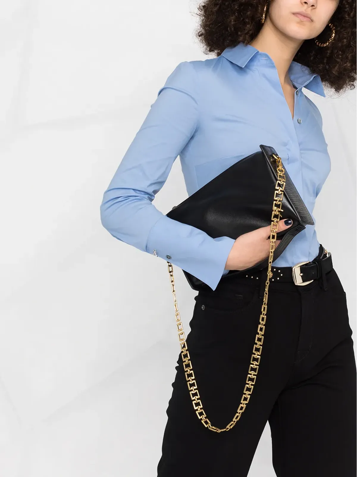 Patrizia Pepe フィットシャツボディスーツ ブルー - 画像5