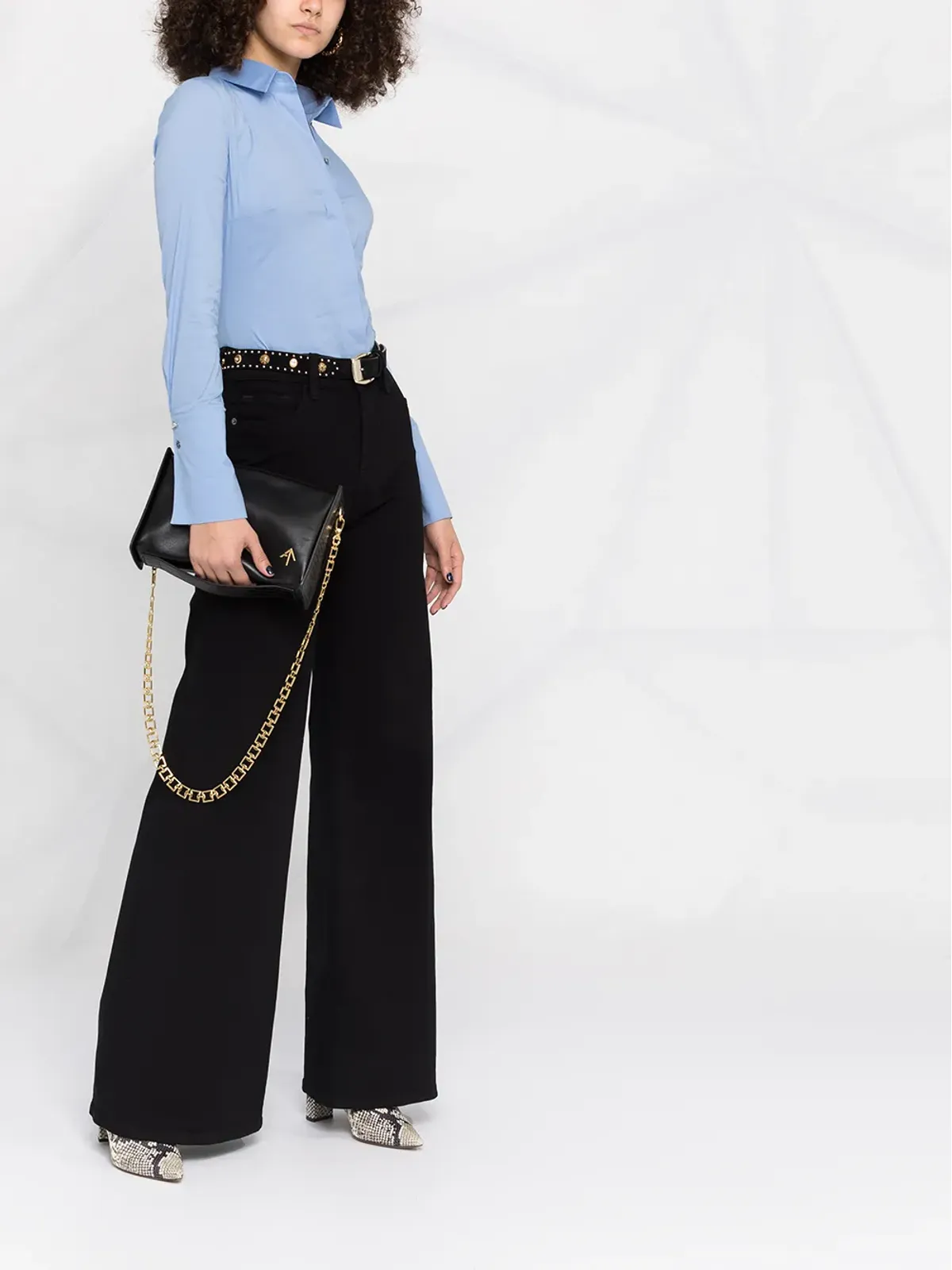 Patrizia Pepe フィットシャツボディスーツ ブルー - 画像4