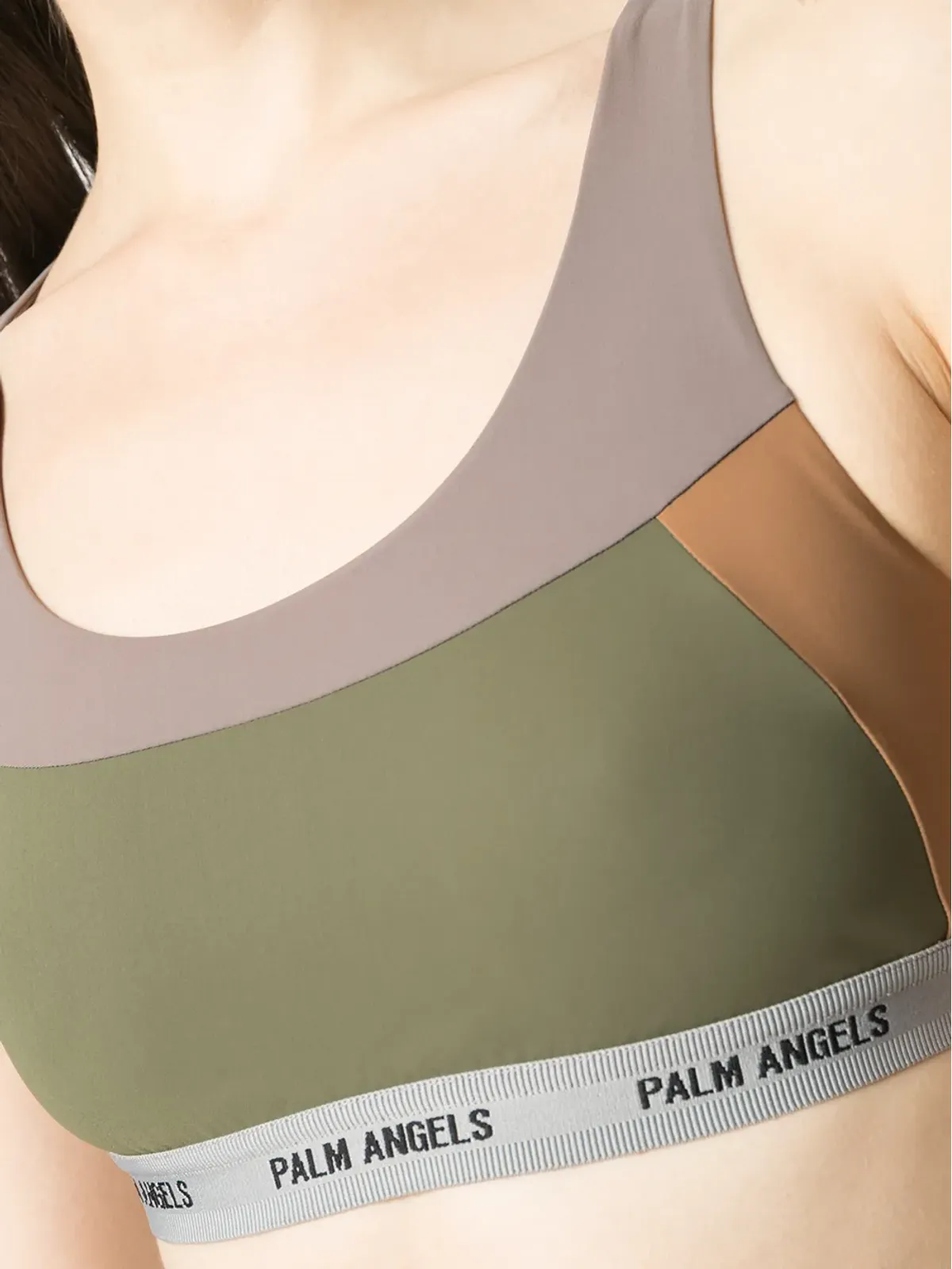 Palm Angels カラーブロック パネルド スポーツブラ - グレー - 画像5