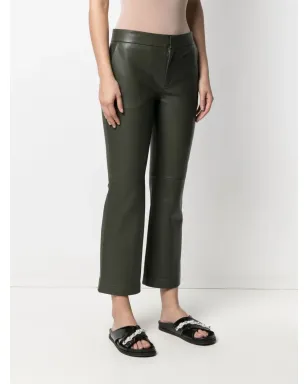 RED Valentino クロップドレザーパンツ - グリーン - サムネイル3