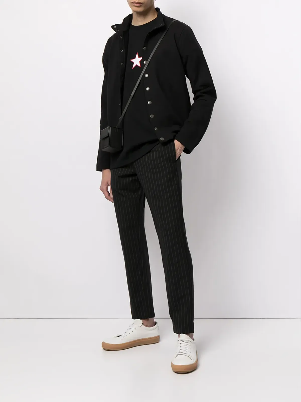 agnès b. Nacre snap-button cotton cardigan - Black - 画像2