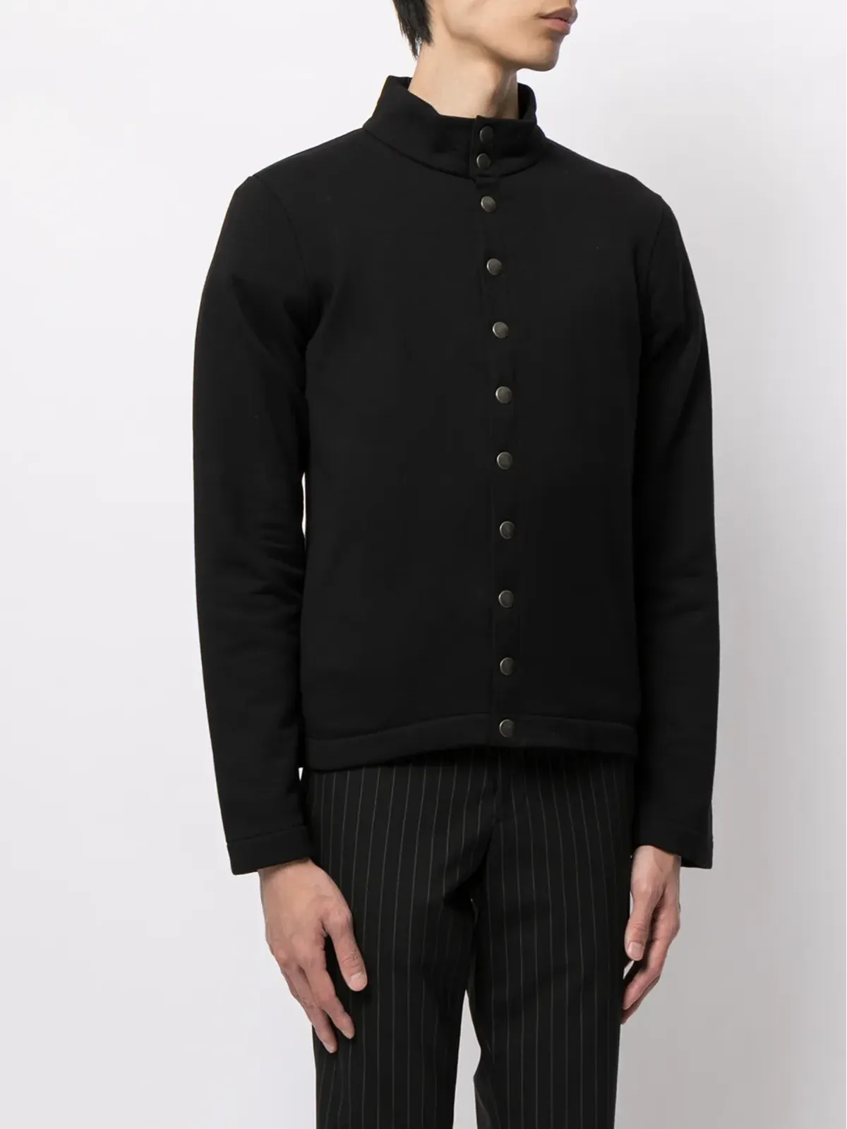 agnès b. Nacre snap-button cotton cardigan - Black - 画像3