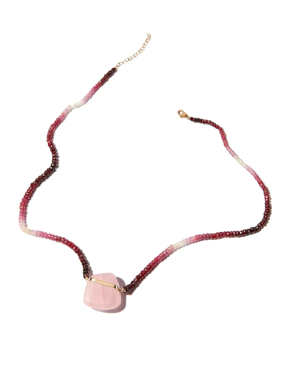 JIA JIA 14kt yellow gold quartz ruby ombre beaded necklace - 画像2