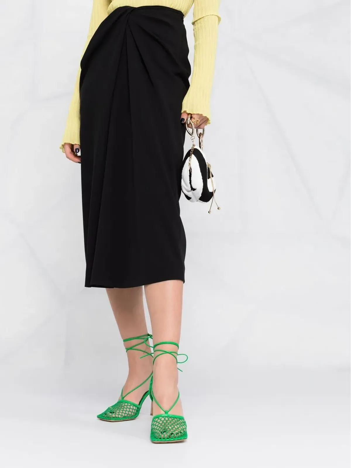 Valentino Garavani ツイストディテールのペンシルスカート - ブラック - 画像5