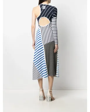 Marine Serre ストライプ柄のカットアウトアシンメトリードレス - サムネイル4