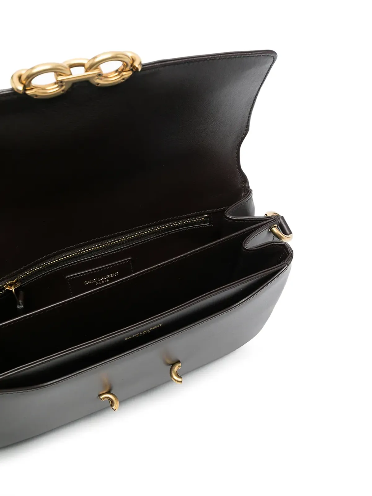 Saint Laurent Le Maillon レザー サッチェル（ブラウン） - 画像5
